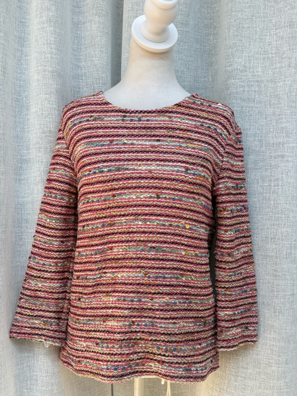 Vilagallo pink orange horizontal stripe summer sweater